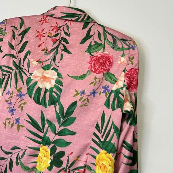 Rachel Zoe Pink Floral Tropical Blazer Jacket Women's Medium - Picture 11 of 11
